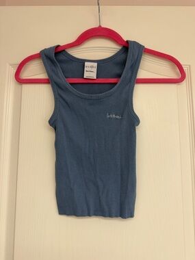 Iets Frans Blue Ribbed Tank Top Size M